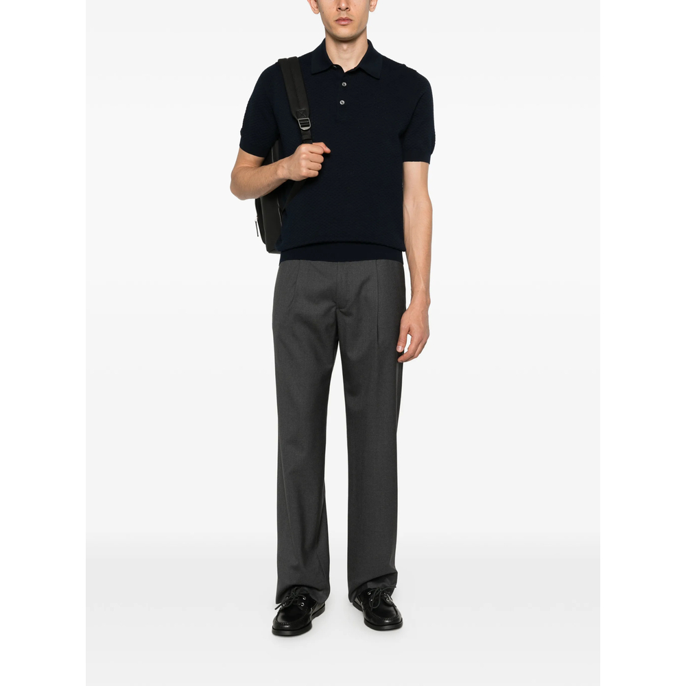 Textured Button Polo Shirt