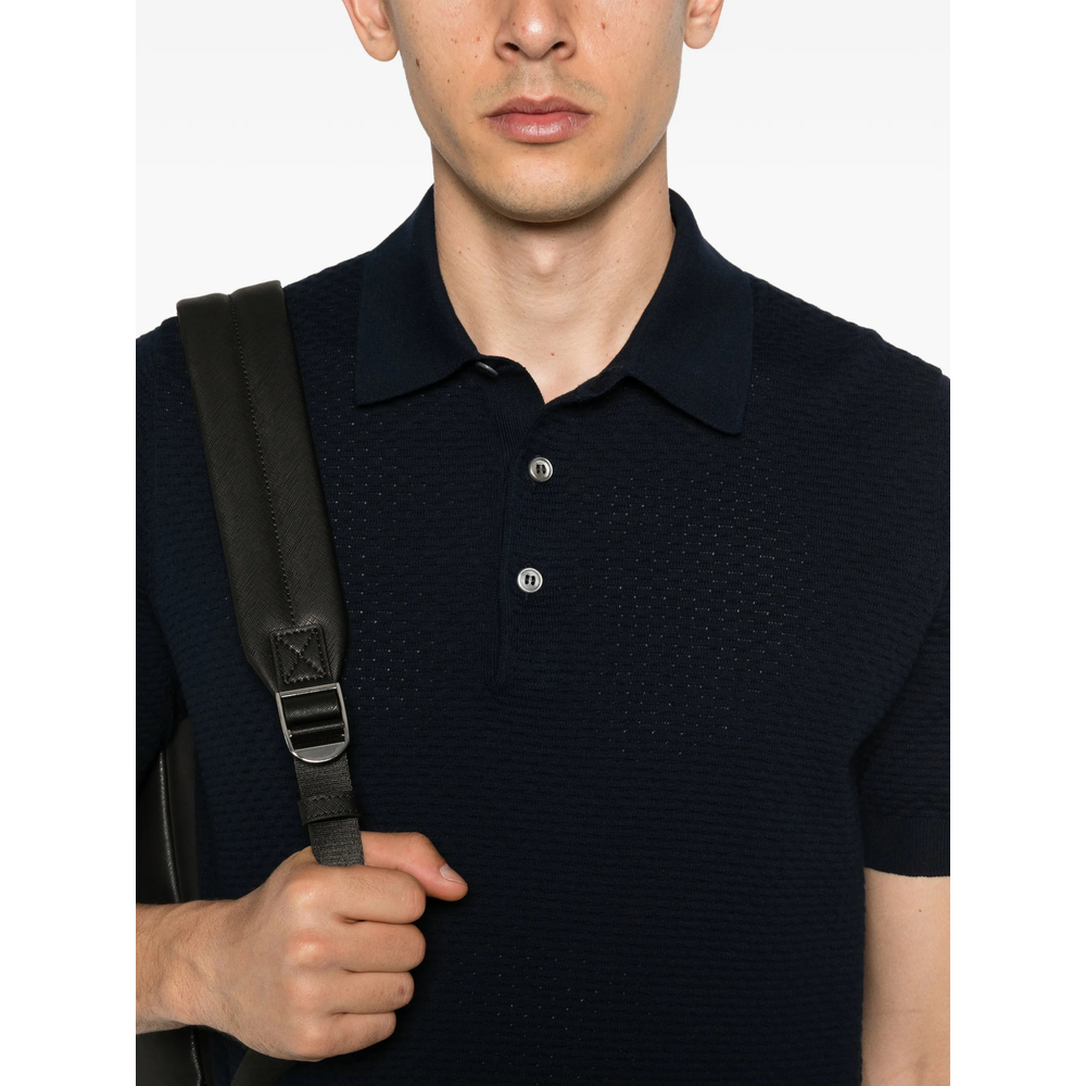Textured Button Polo Shirt