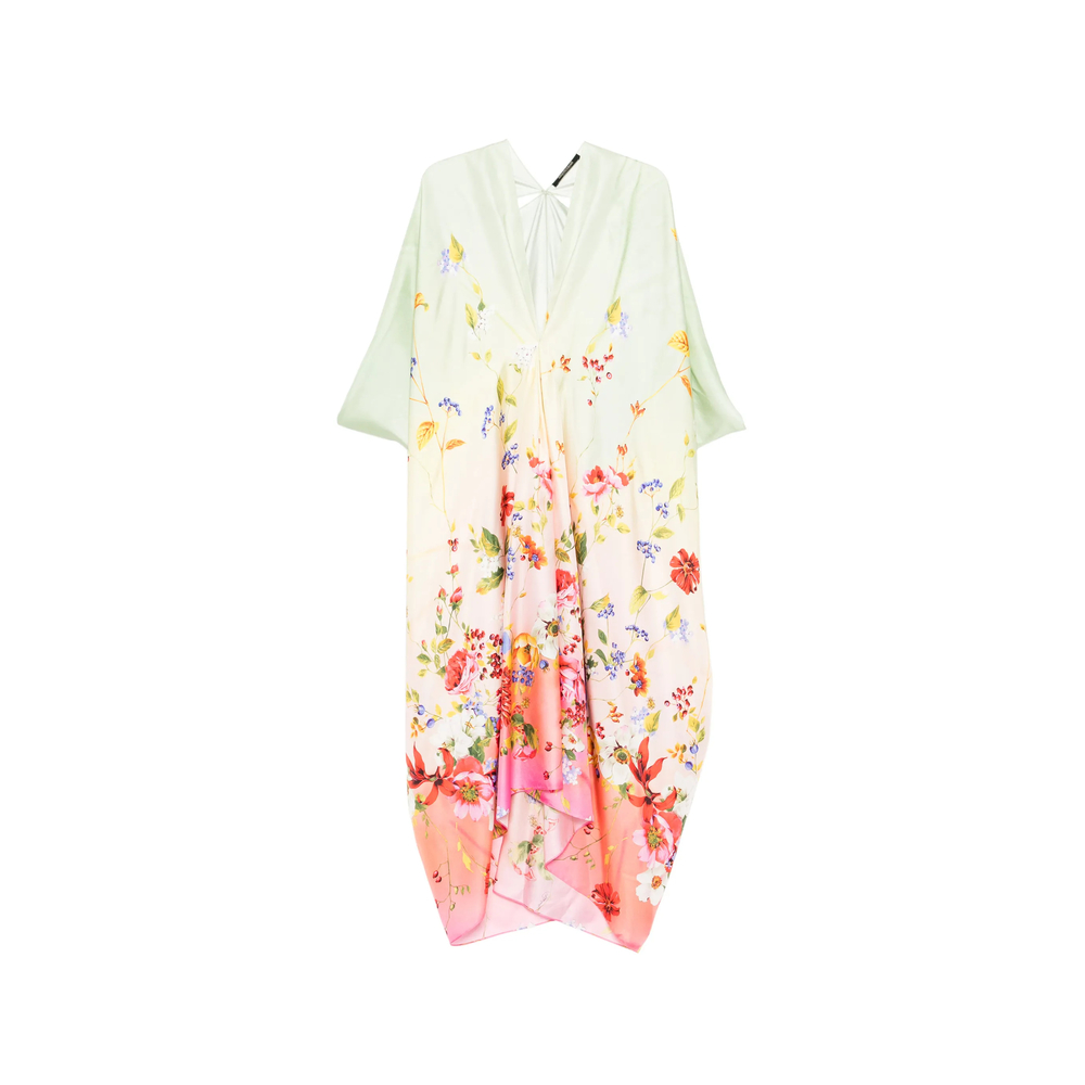 Roberto Cavalli Floral V-neck Kaftan In Multi