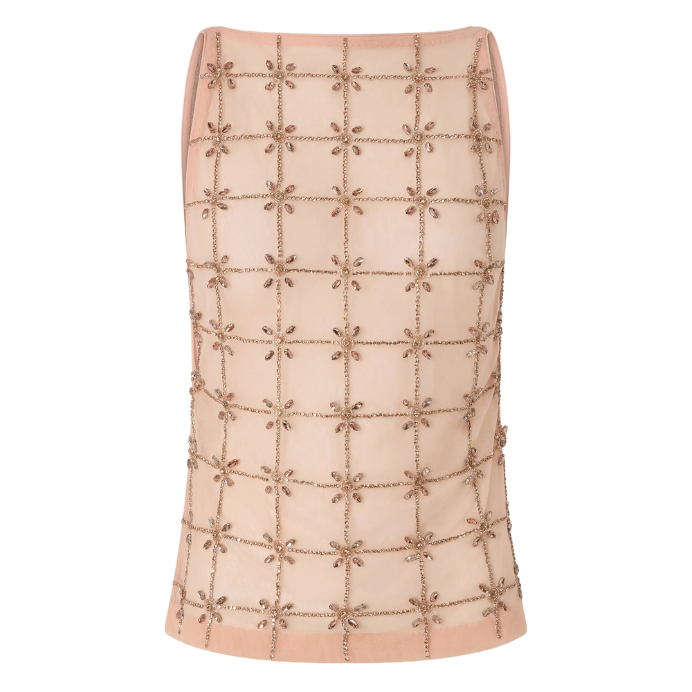 Pinko Sleeveless Tulle Top With Crystals