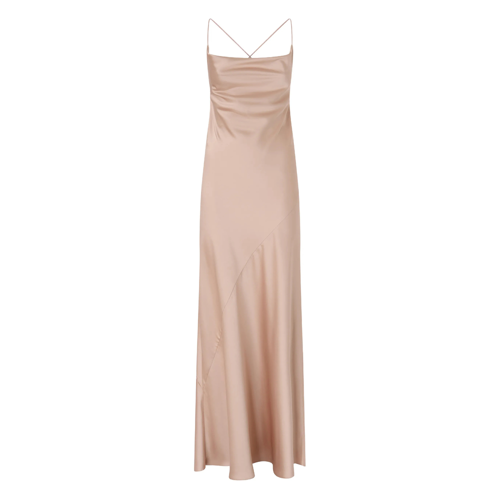Pinko Long Slip Dress In Satin