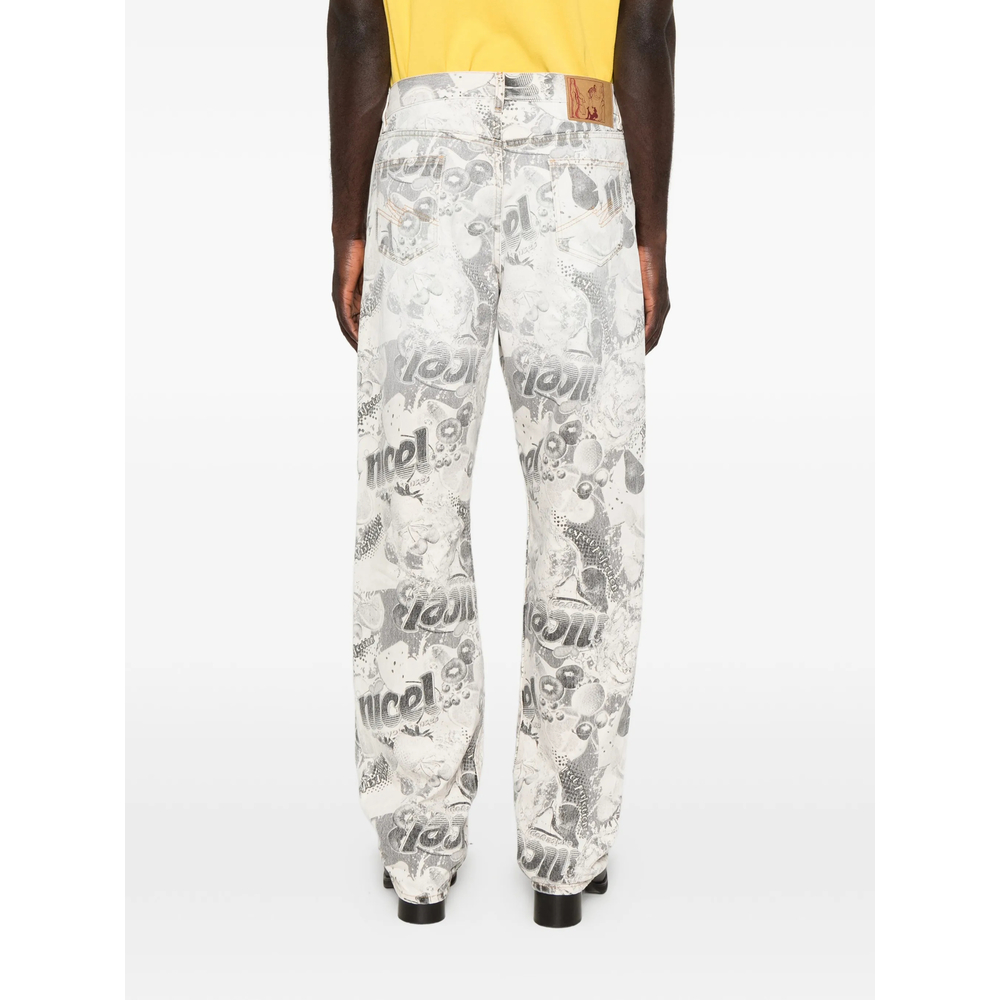 Print-Detail Pocket Jeans