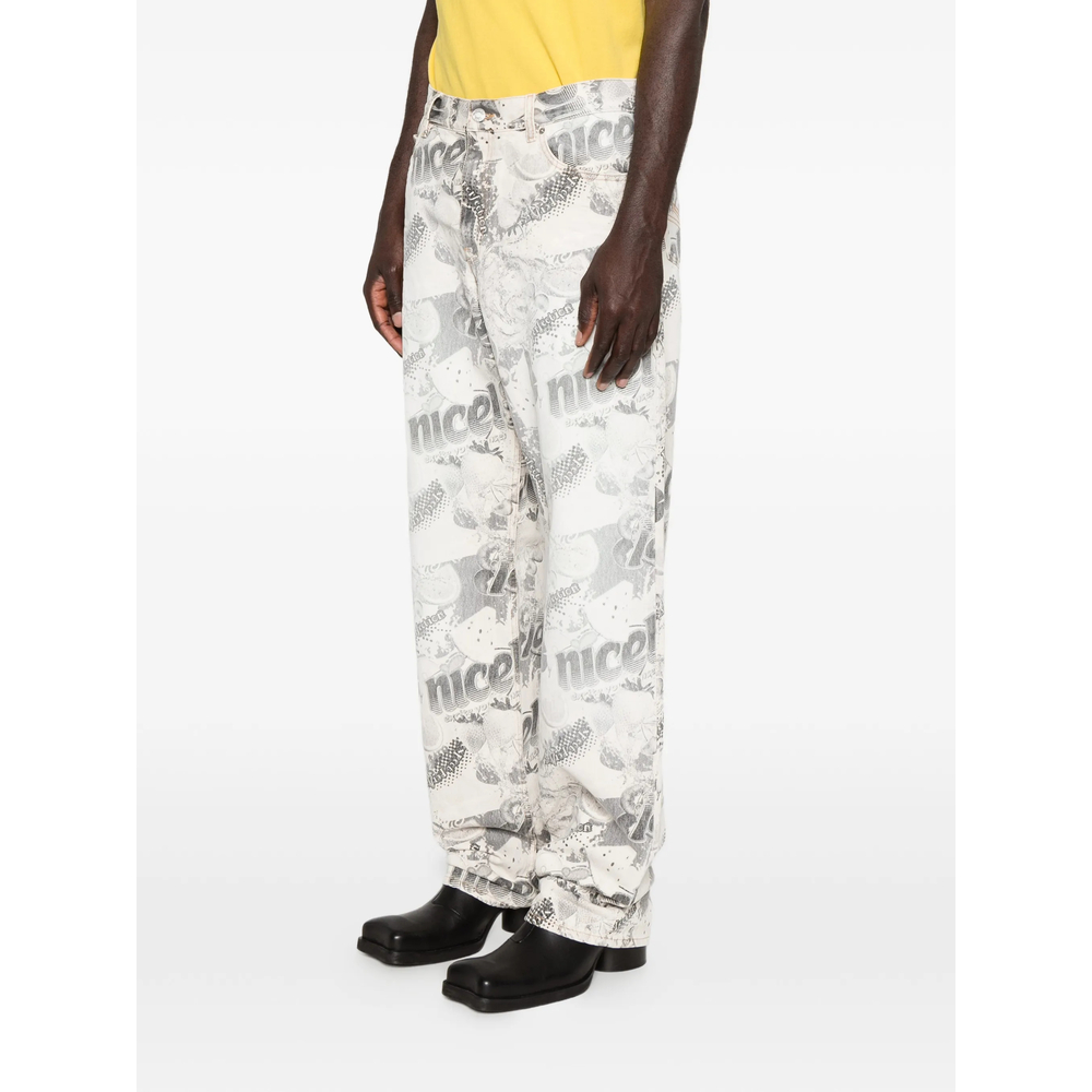 Print-Detail Pocket Jeans