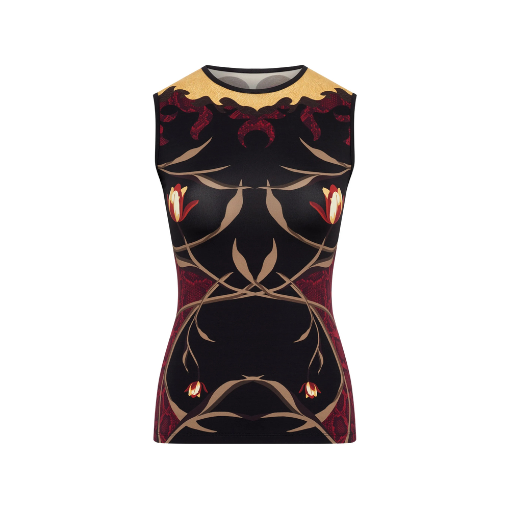 Marine Serre Flowers Printed Jersey Second Skin Top