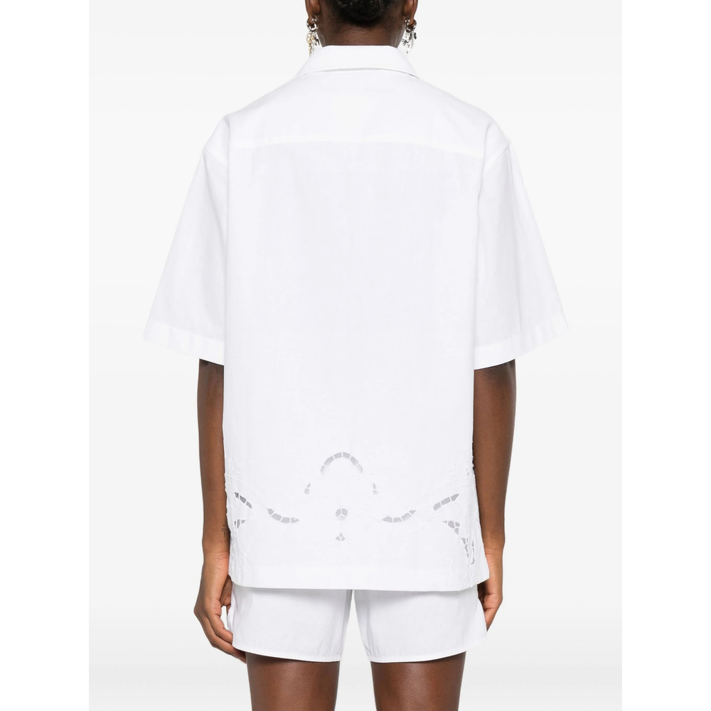 Lace-Insert Short-Sleeves Shirt