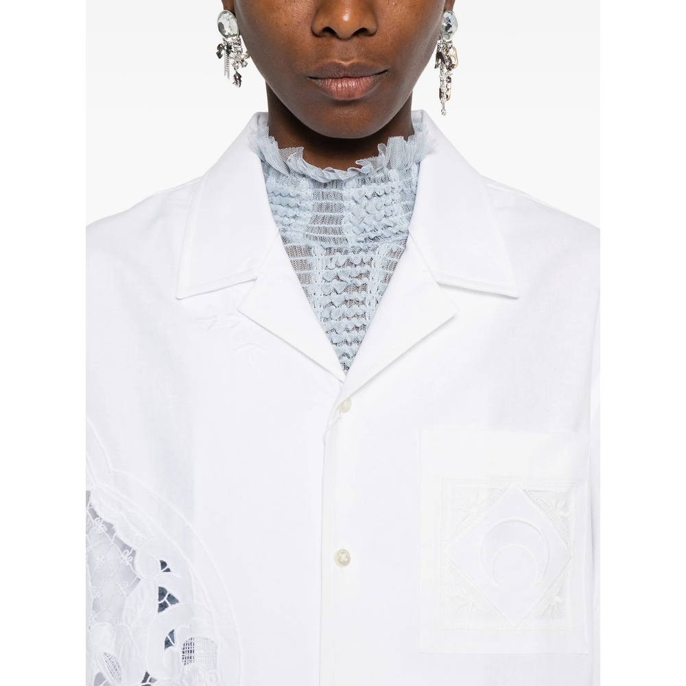 Lace-Insert Short-Sleeves Shirt