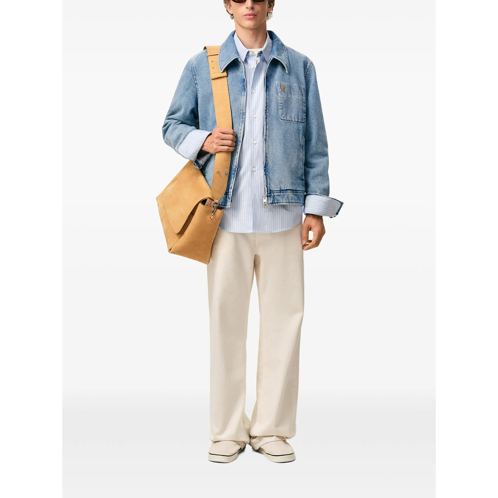 Ami Paris Ami De Coeur Zipped Denim Jacket