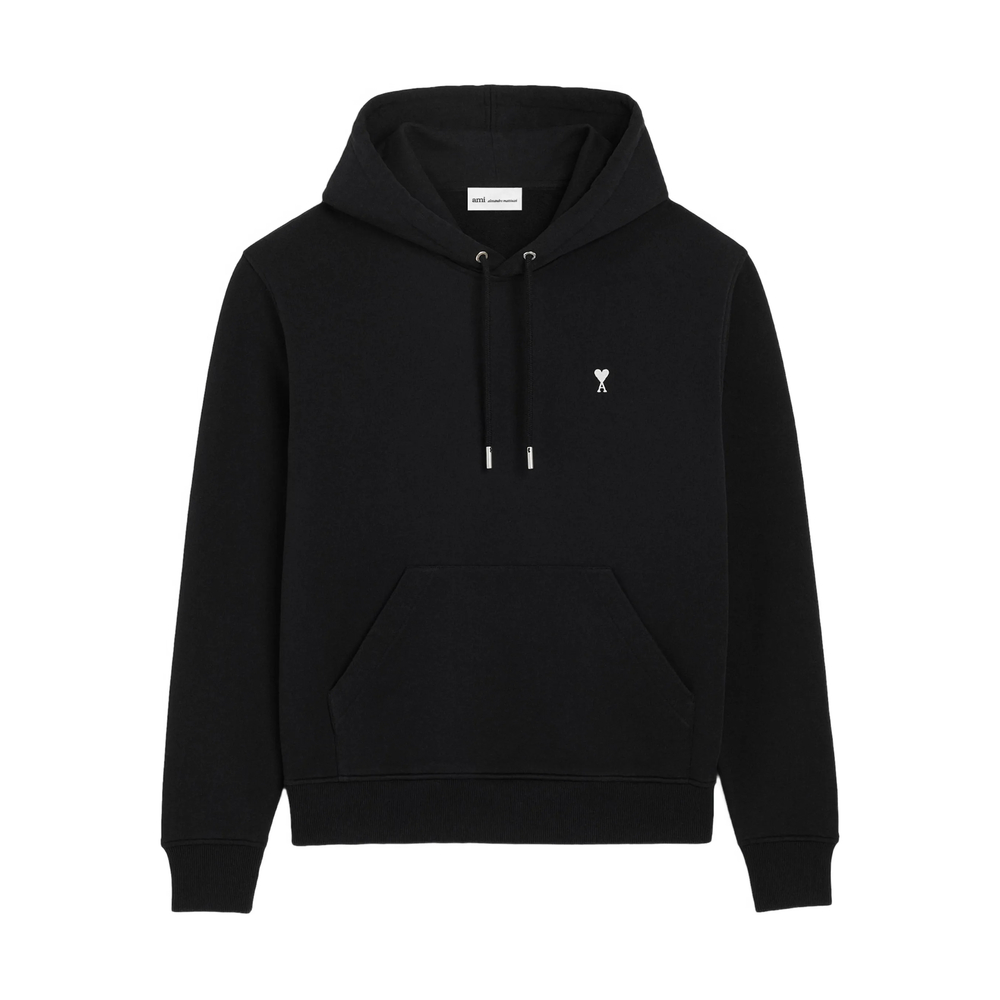 Ami Paris Black Cotton Ami De Coeur Hoodie