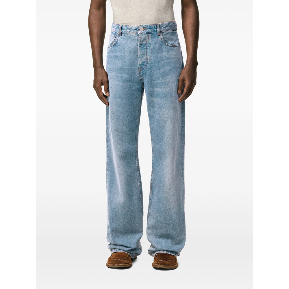 Blue Large-Fit Cotton Jeans
