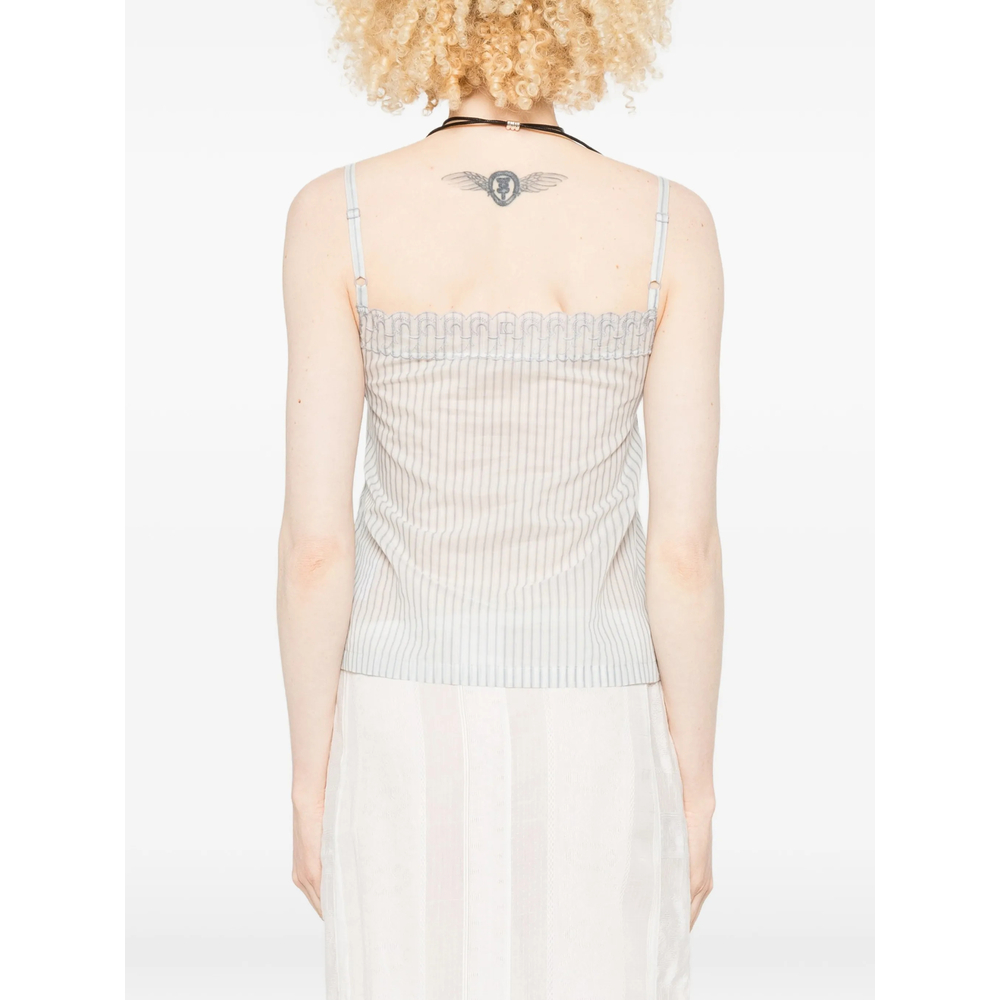 Stripe-Print Lace-Trim Camisole Top