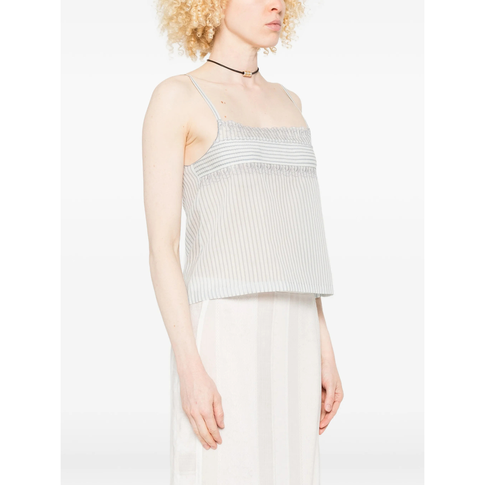 Stripe-Print Lace-Trim Camisole Top