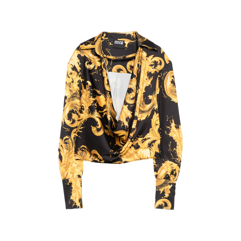Versace Jeans Couture Cowl-neck Baroque-print Blouse