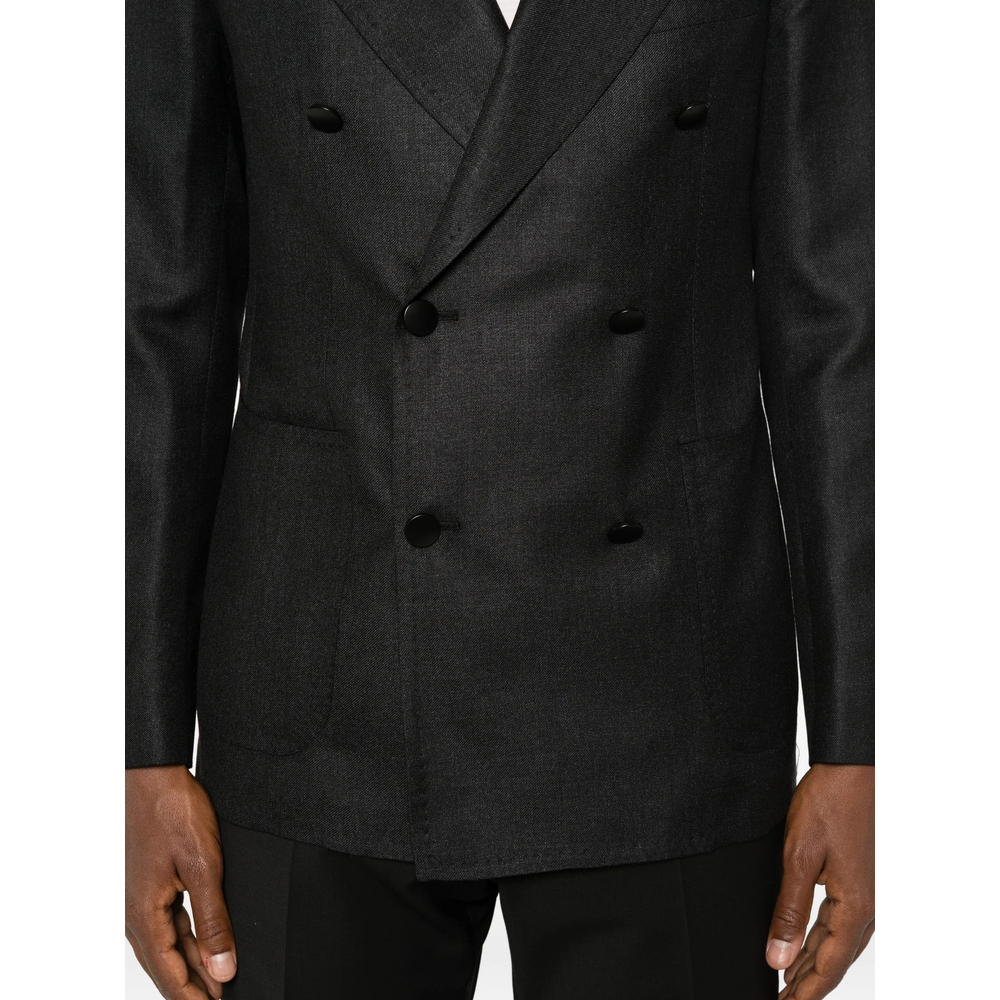 Double-Breasted Peak-Lapels Blazer