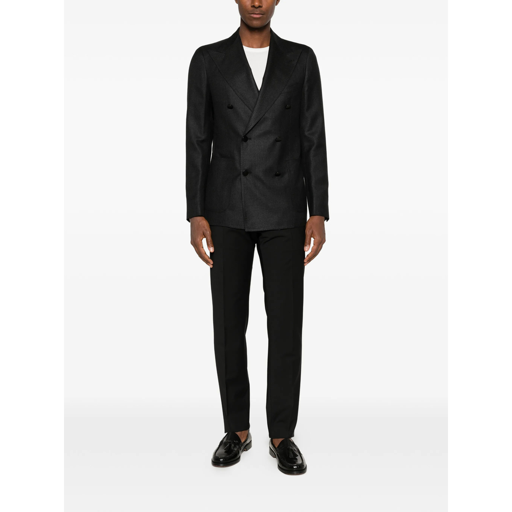 Double-Breasted Peak-Lapels Blazer