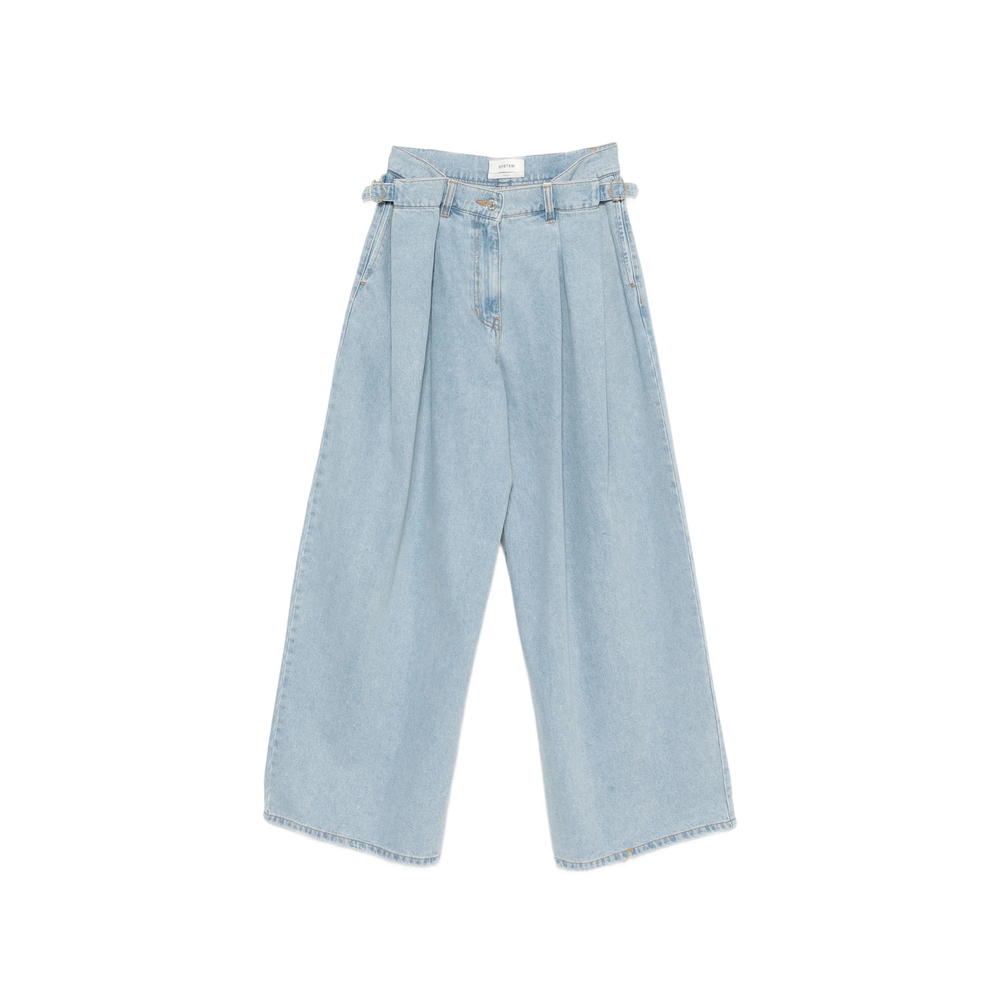 System Pleated Button-fastening Jeans