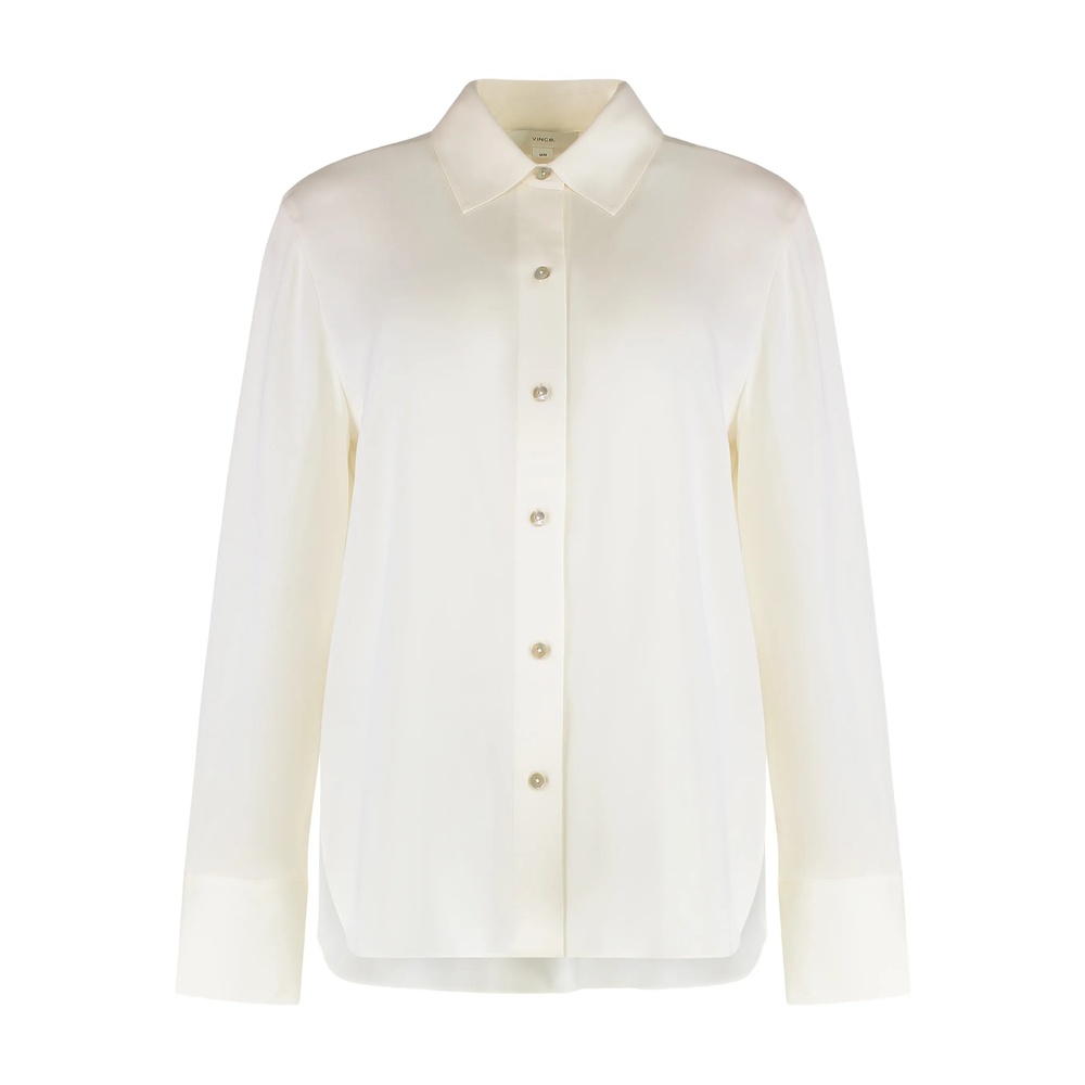 Vince Buttoned-collared Shirt In Neutral