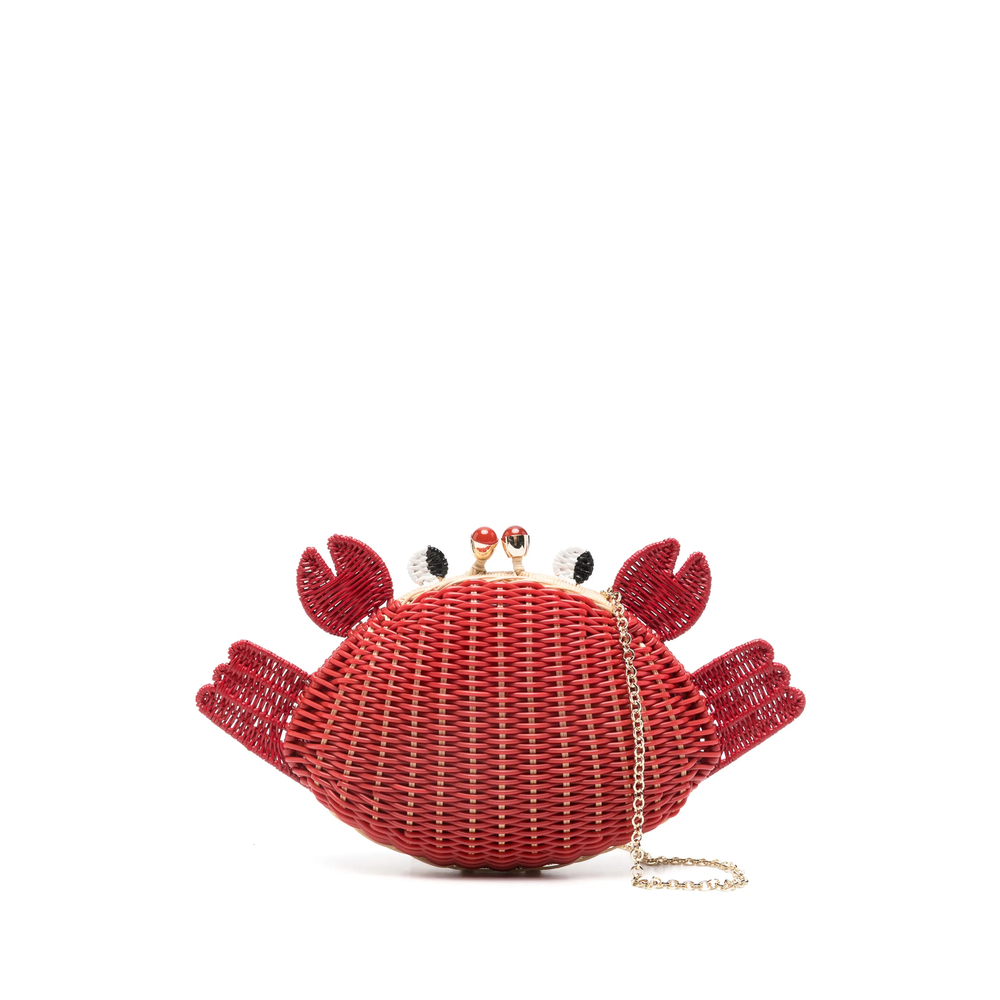 Serpui Ash Crab Chain Clutch Bag In Red