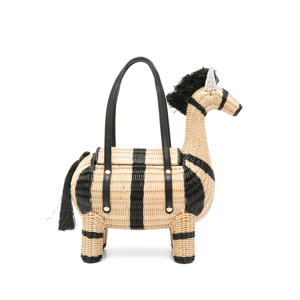 Serpui Lewis Zebra Striped Tote Bag In Black