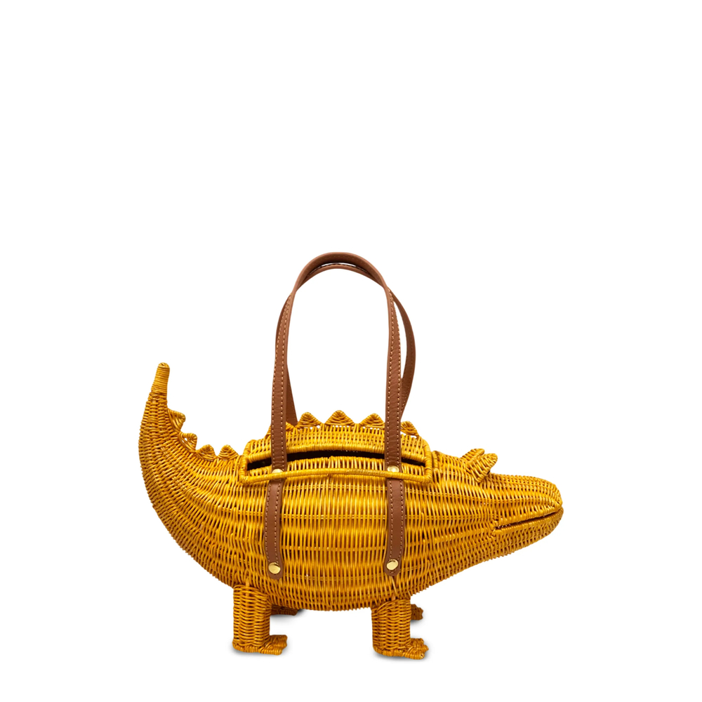 Serpui Crocodile Handle Satchel In Yellow