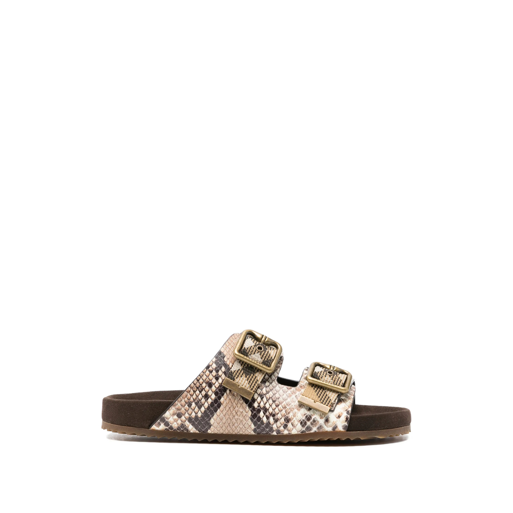 Python-Print Leather Urchin Sandals