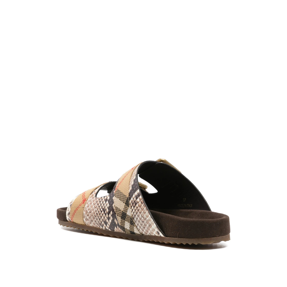 Python-Print Leather Urchin Sandals