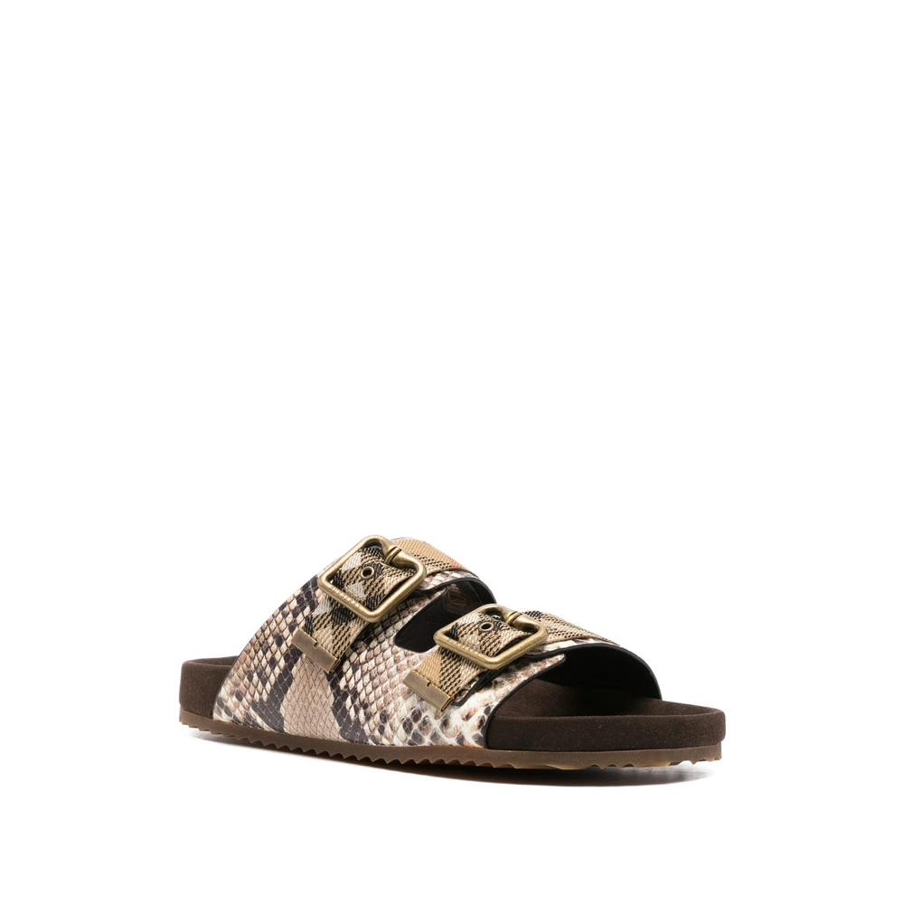 Python-Print Leather Urchin Sandals