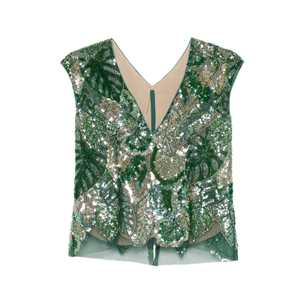 De Santis By Martin Alvarez Sequin Embellished V-neck Top