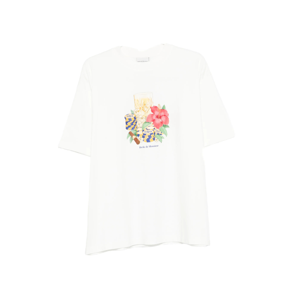 Drole De Monsieur Hibiscus Club Floral-print T-shirt