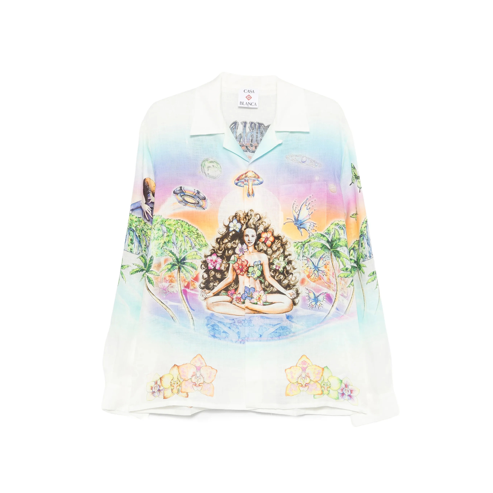 Casablanca Cuban-collar Print Shirt