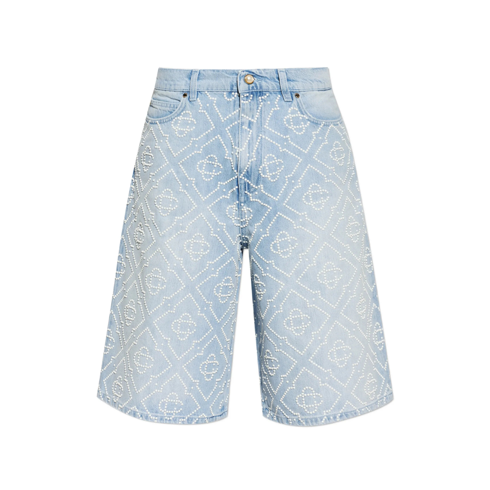 Casablanca Pearl-monogram Denim Shorts