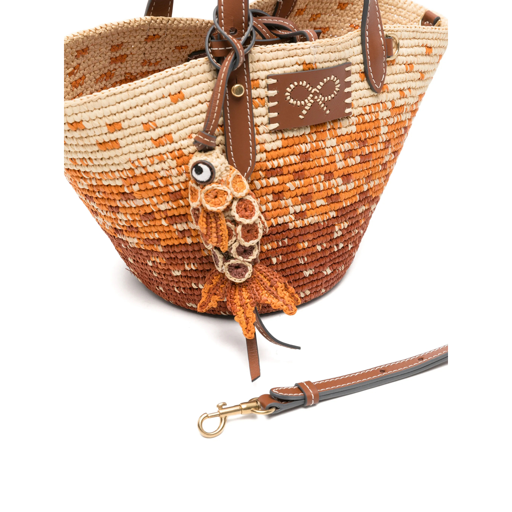 Small Woven Fish-Charm Tote Bag
