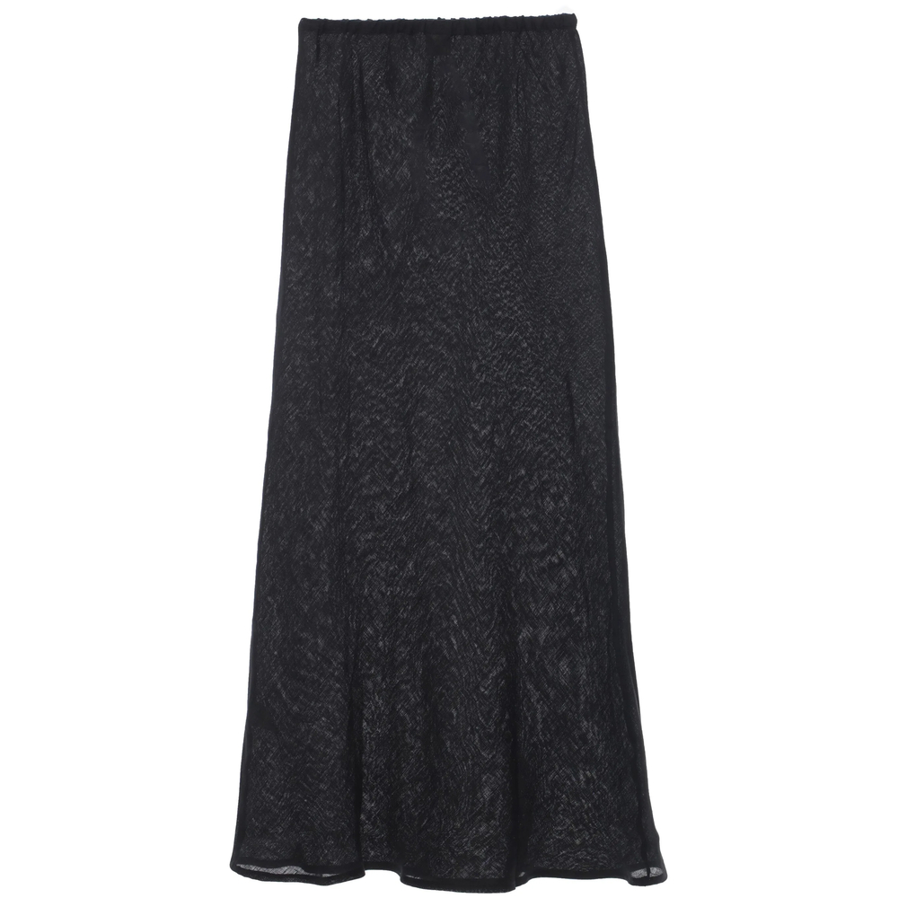 Baserange Semi-sheer Linen Maxi Skirt In Black