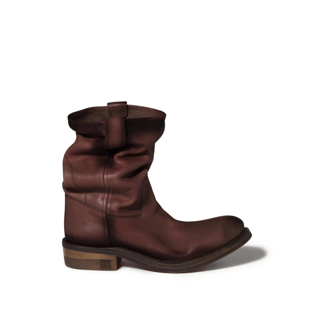 Miu Miu Foule Leather Booties