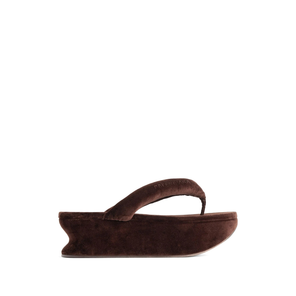Balenciaga Gaeta Velvet Platform Flip-flops Balenciaga