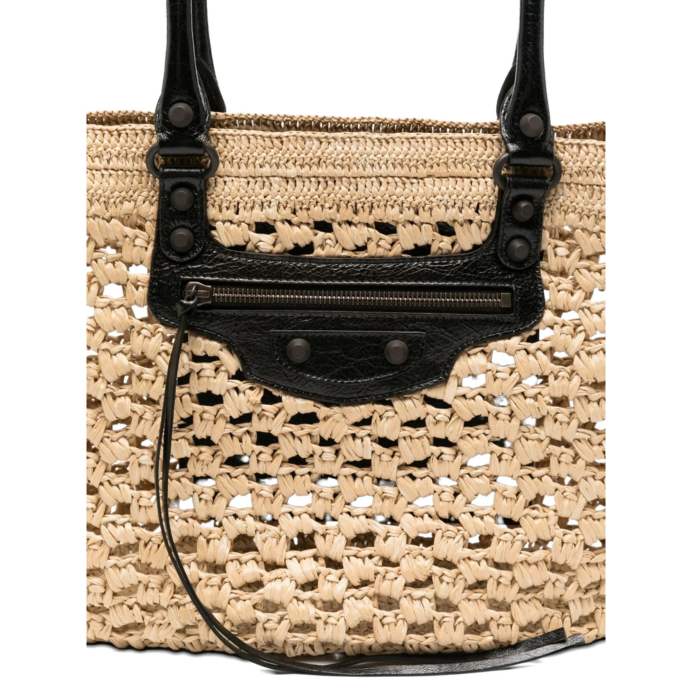 Le City Basket Medium In Natural/Black Bag