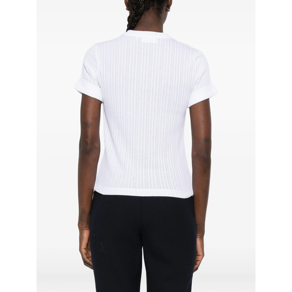 Ribbed Heart-Appliqué T-Shirt
