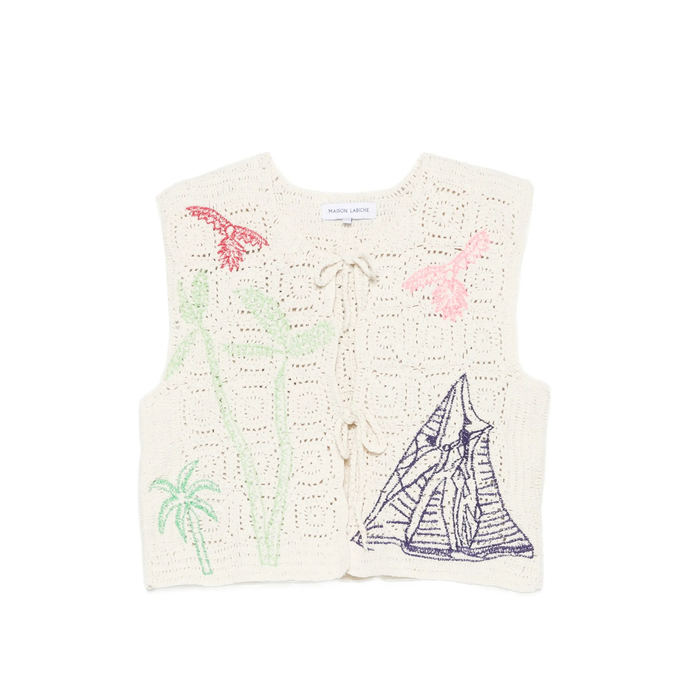 Maison Labiche Piver Crochet Embroidered Gilet