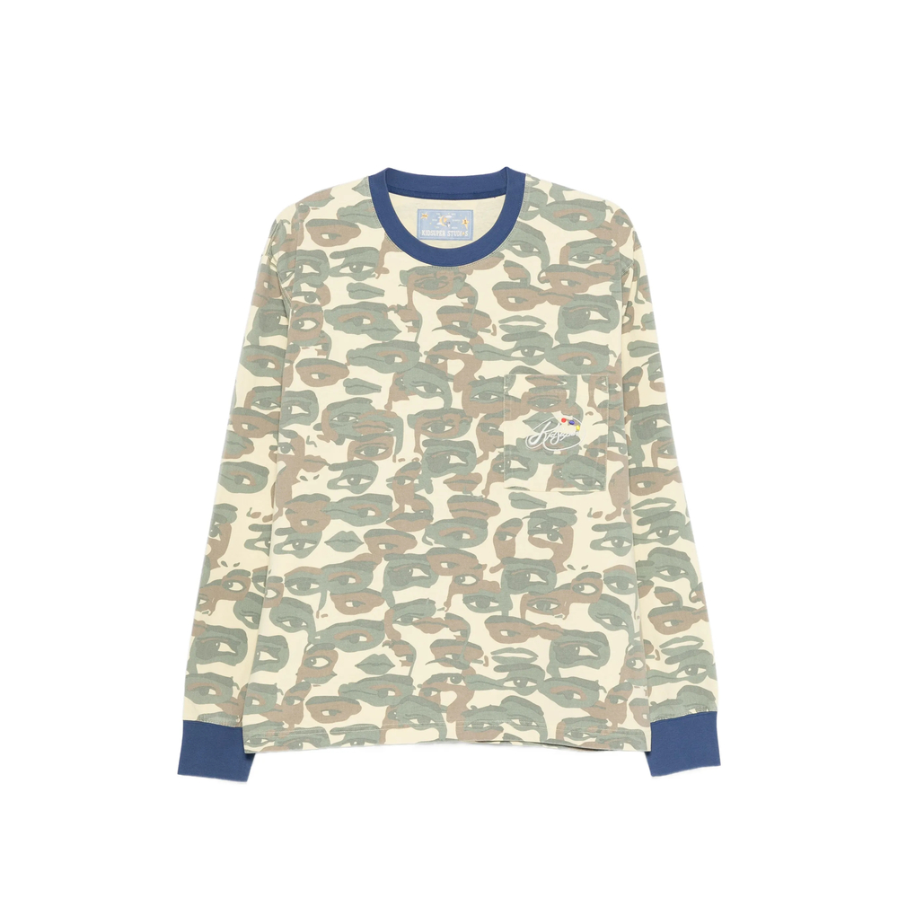 Face Camouflage-Printed Pocket T-Shirt