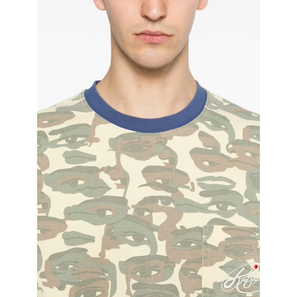 Face Camouflage-Printed Pocket T-Shirt