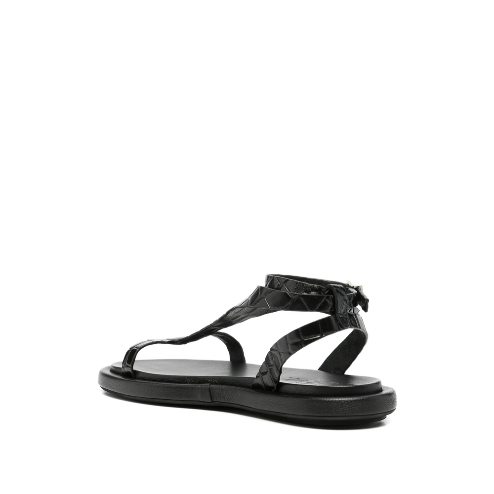 Nairobi Croc-Effect T-Bar Sandals