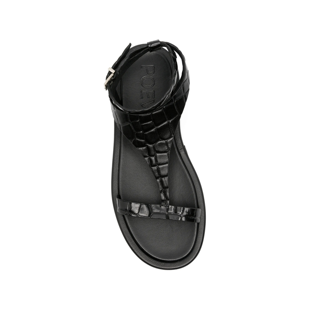 Nairobi Croc-Effect T-Bar Sandals