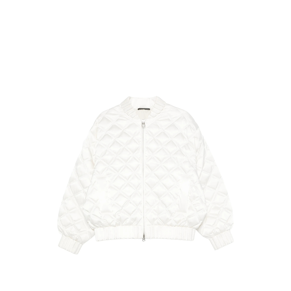 Quilted-Pattern Bomber Jacket