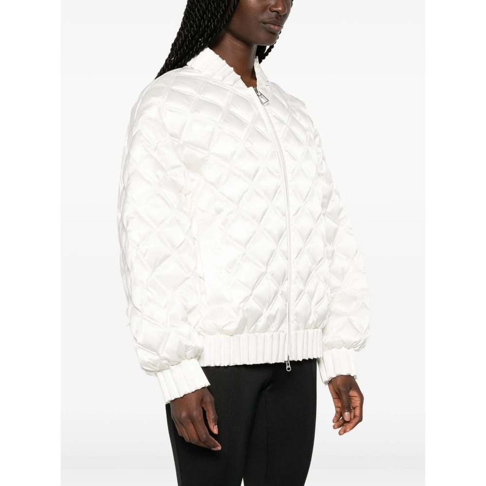 Quilted-Pattern Bomber Jacket