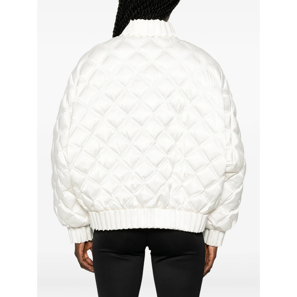 Quilted-Pattern Bomber Jacket