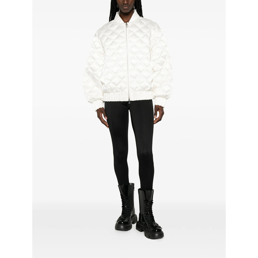 Quilted-Pattern Bomber Jacket