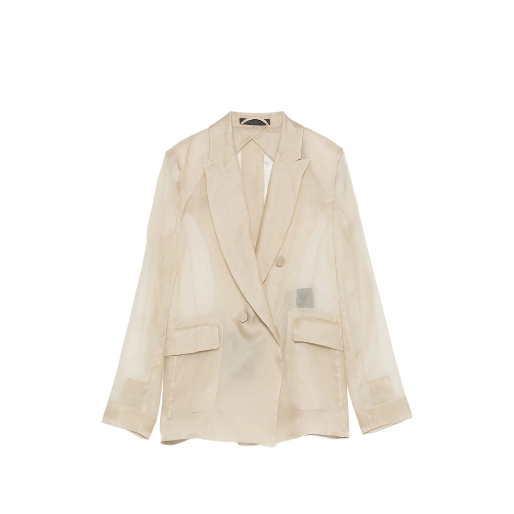 Max Mara Pianoforte Double-breasted Sheer-panel Blazer