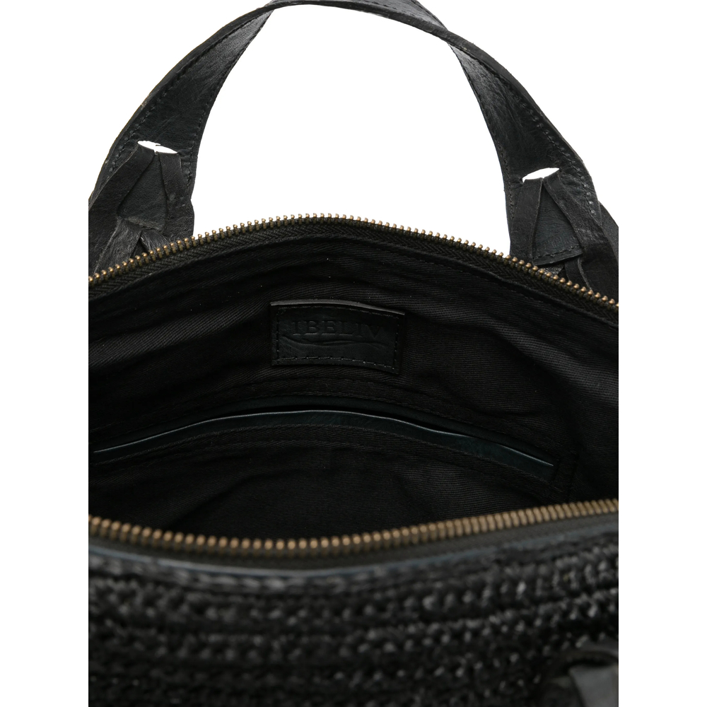 Woven Tag-Detail Tote Bag