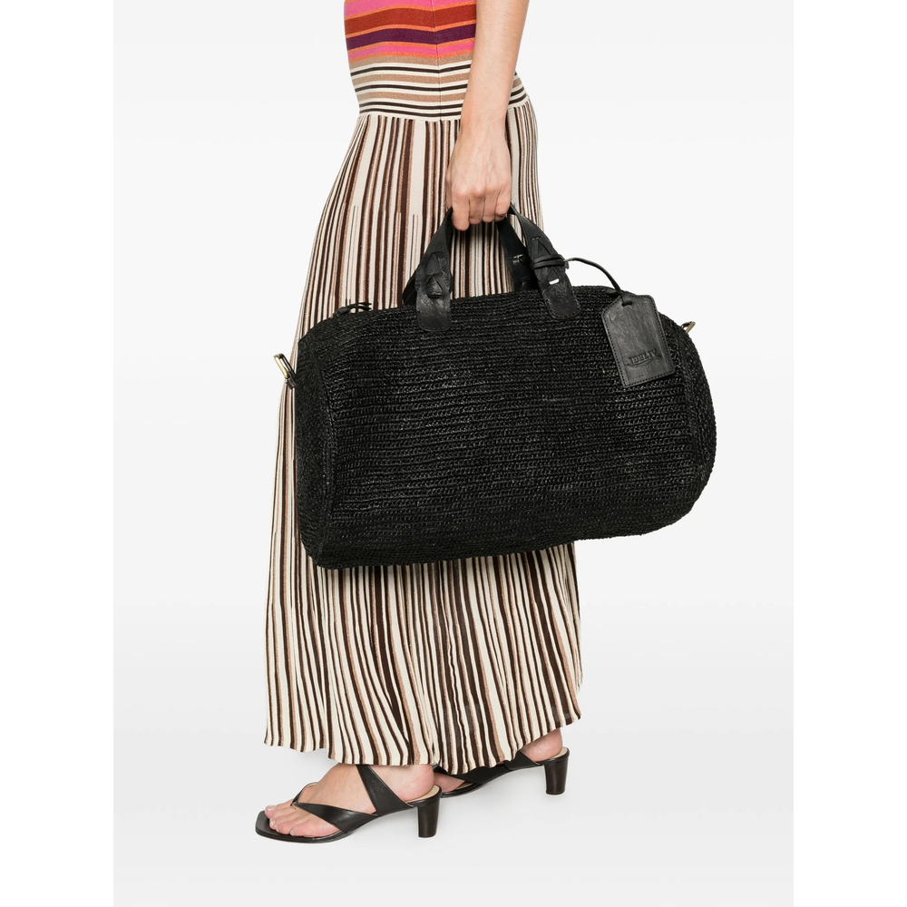 Woven Tag-Detail Tote Bag