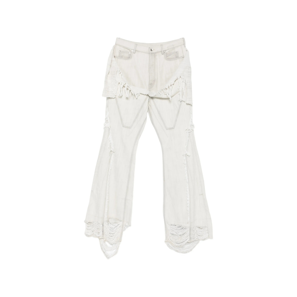 Rick Owens Drkshdw Fringed Distressed Button-fastening Jeans