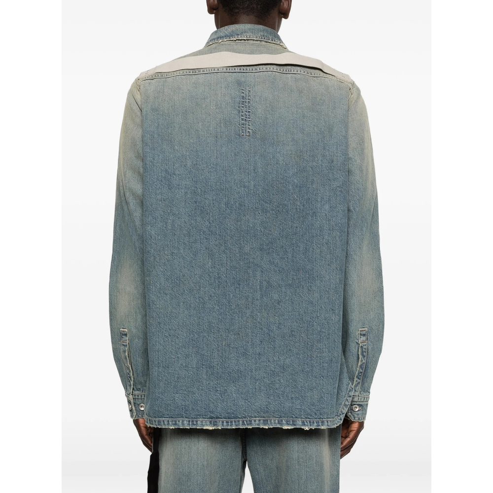 Drkshdw Temple Outershirt In Washed Indigo 13Oz Distressed Washed Indigo